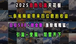 2025自热引流天花板,一条视频能带来四位数的收益,引流+变现双管齐下,日引500+创业粉,涨粉嘎嘎猛-云帆项目库