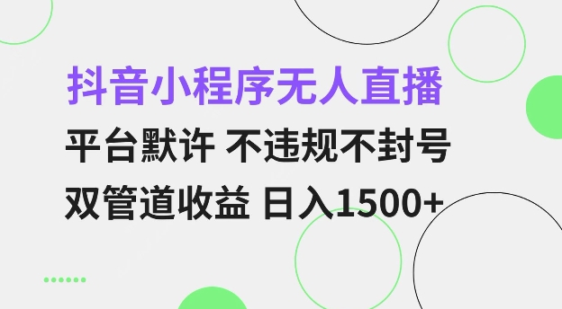抖音小程序无人直播 平台默许 不违规不封号 双管道收益 日入多张 小白也能轻松操作【仅揭秘】-云帆项目库