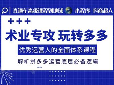 术业专攻玩转多多，优秀运营人的全面体系课程，解析拼多多运营底层必备逻辑-云帆项目库