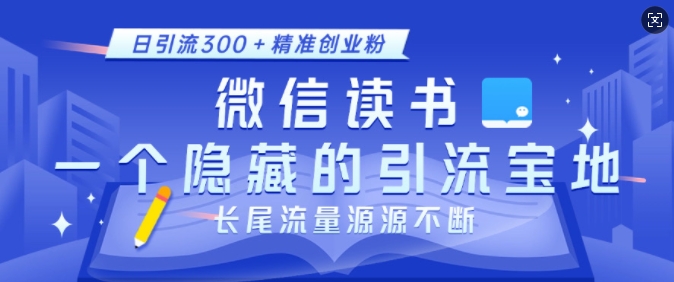 微信读书，一个隐藏的引流宝地，不为人知的小众打法，日引流300+精准创业粉，长尾流量源源不断-云帆项目库