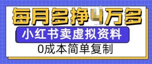 小红书虚拟资料项目,0成本简单复制,每个月多挣1W【揭秘】-云帆项目库